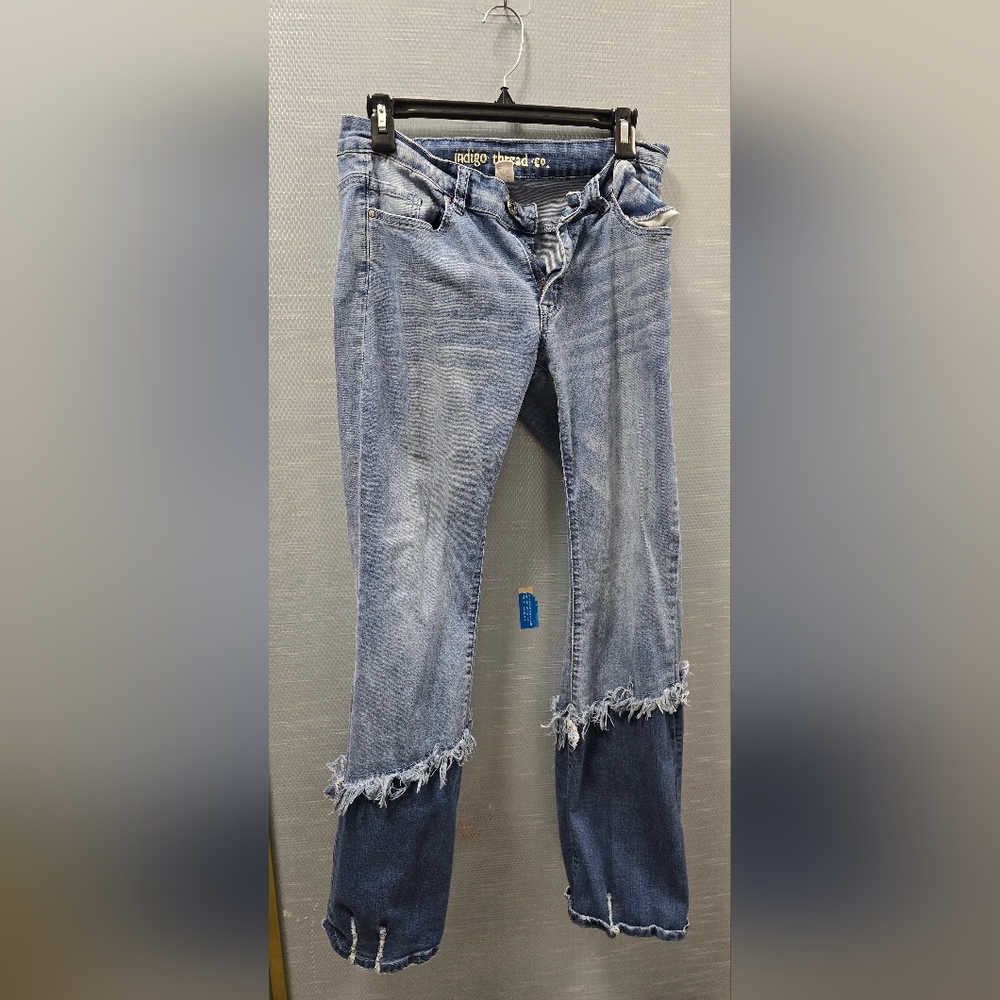 Indigo Blue Two-Tone Flare Jeans